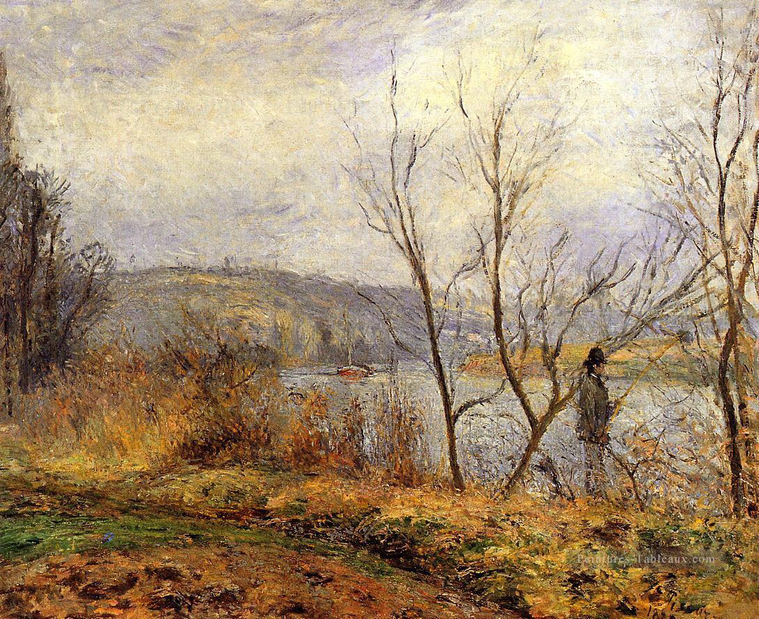 les berges de l’oise pontoise dit aussi homme de pêche 1878 Camille Pissarro paysages ruisseaux Peintures à l'huile